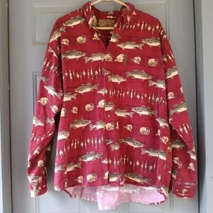 Men's North River Burgundy Fishing Button Up Shirt Size XXL Fisherman Fish